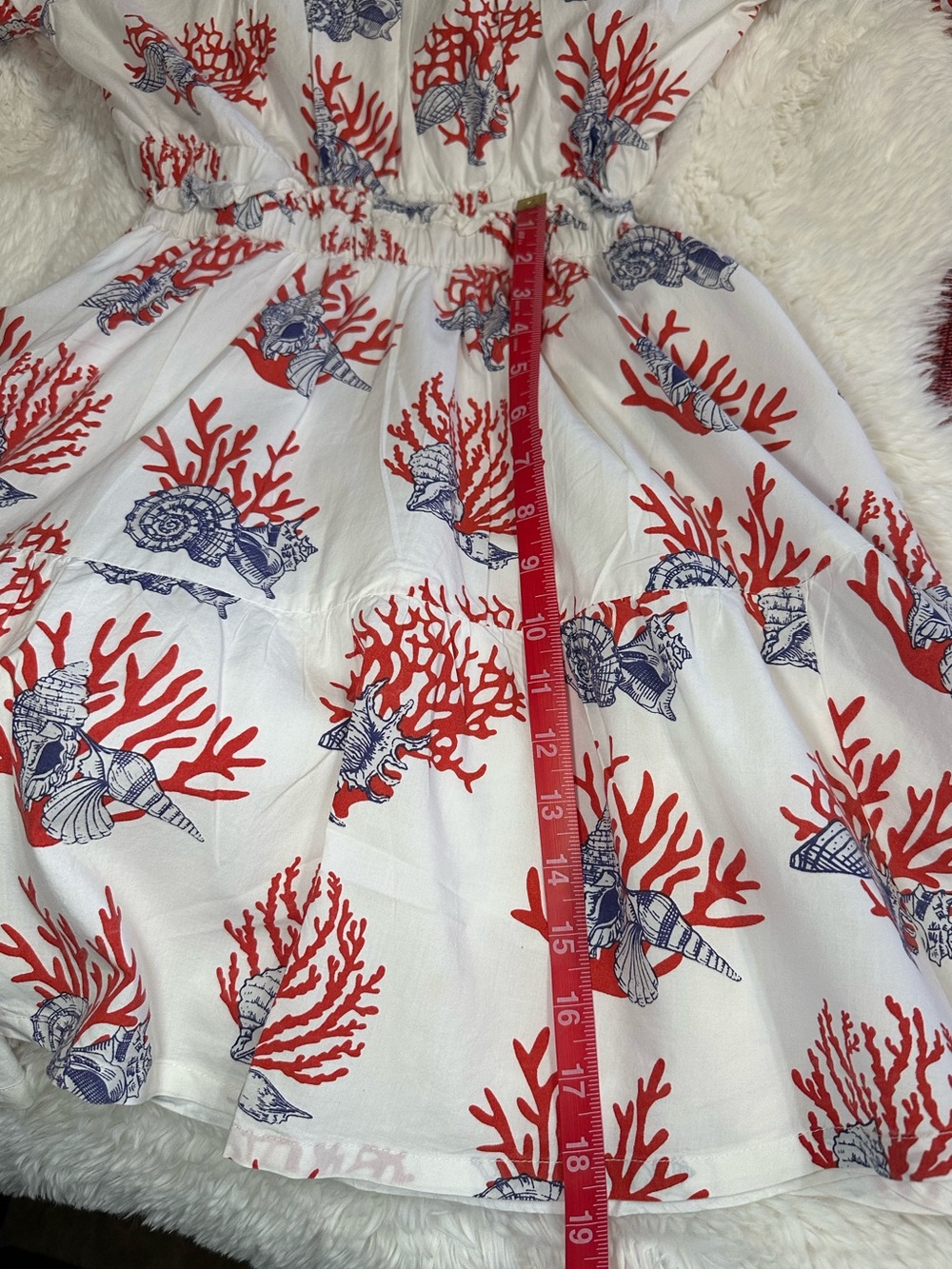 Anthropologie Priya Israni Coral Seashell Puff Sleeve Cutout Mini Dress S - Picture 13 of 14